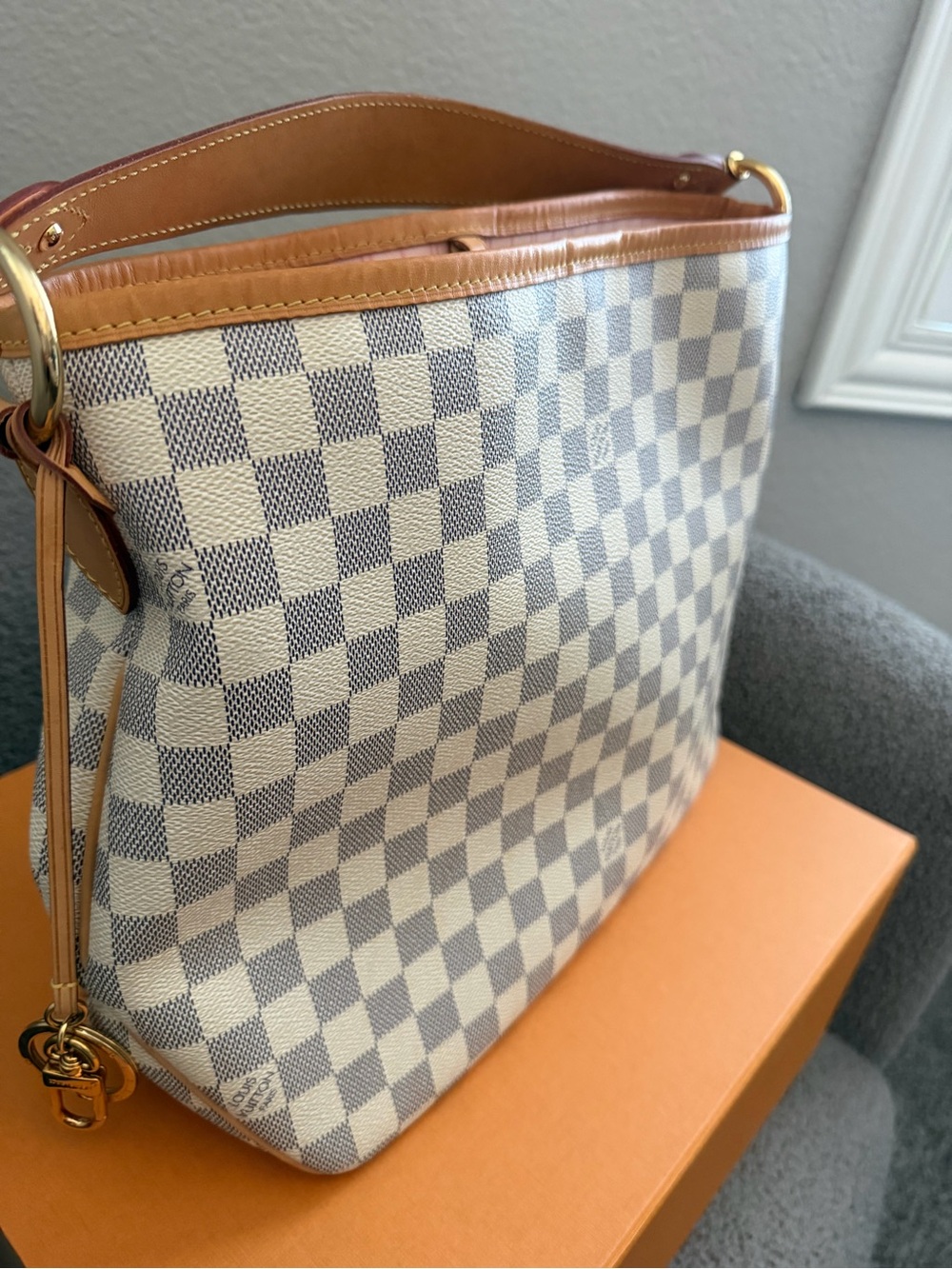 Louis Vuitton Damier Azur Shoulder Hobo with Pink Interior - Picture 9 of 11